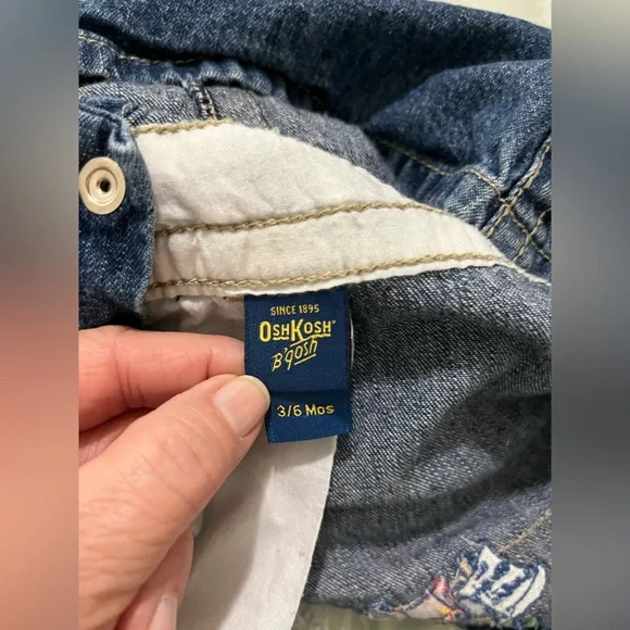 OshKosh B'gosh Denim Baby Overall Dress Cowgirls Wanted Embroidery Vintage 3/6MO - Picture 7 of 9